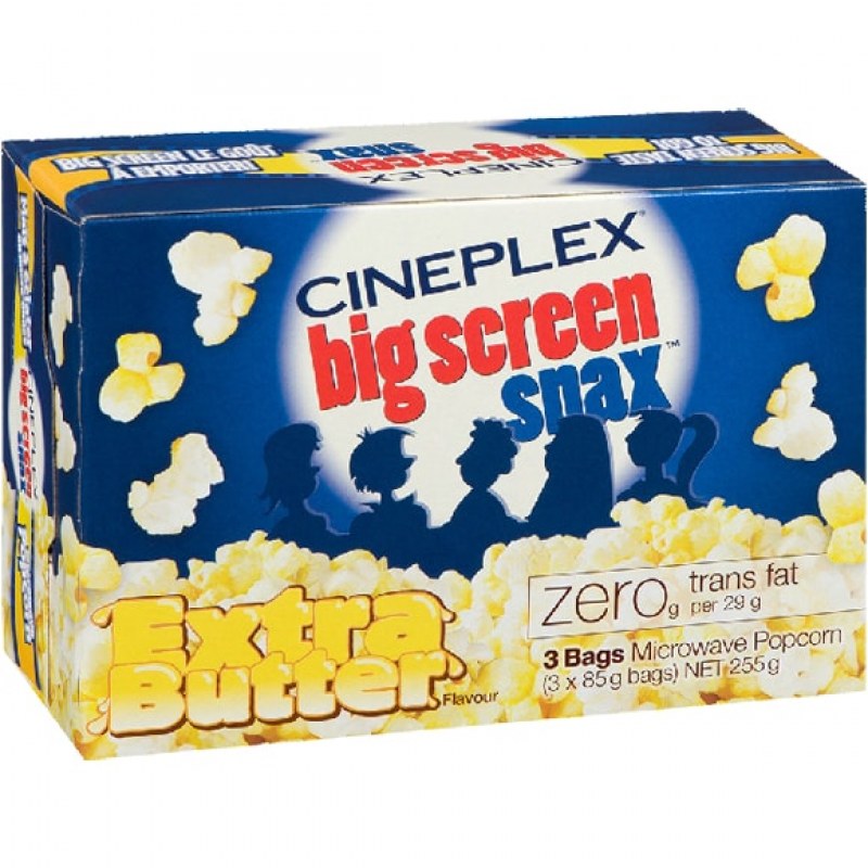 Cineplex Big Screen Snax Extra Butter popcorn